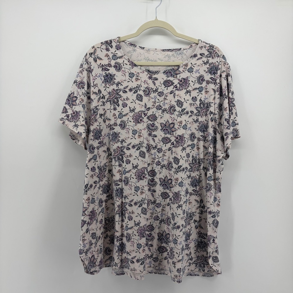 J. Jill 2X Multicolor Floral Fit Progress Shirttail Tee Pima Cotton Stretch